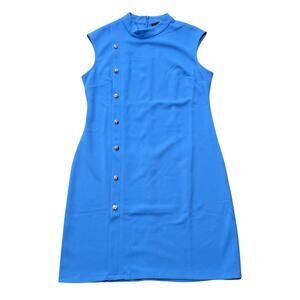 Clover and Sloane Blue Sleeveless Mock Neck Dress